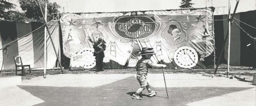 Pickle Family Circus: Lorenzo Pisoni in the foreground, Larry Pisoni in background Photo: TERRY LORANT
