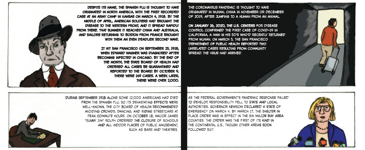 second section of a "comic" entitled "The Spanish Flu of 1918 vs. The Novel Coronavirus of 2020"