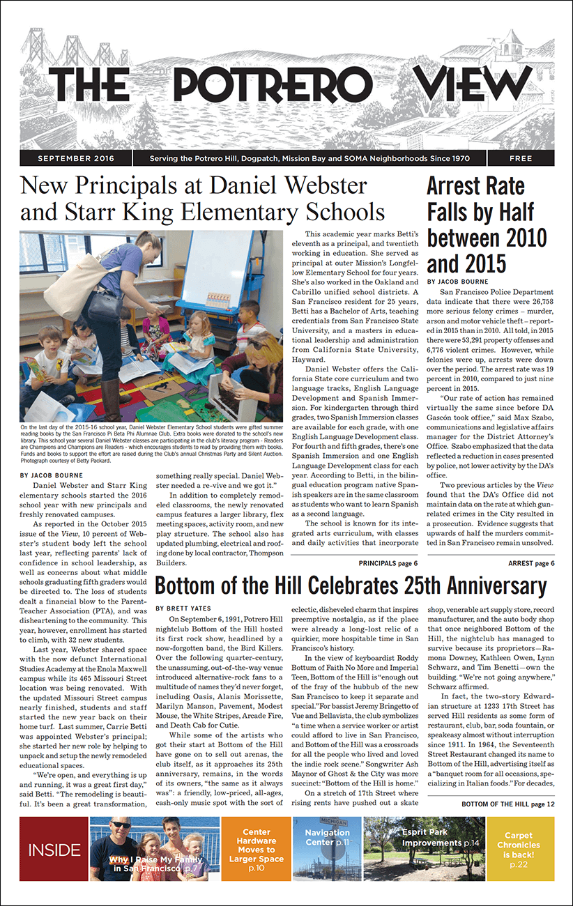 Page 1 of Potrero View September 2016 issue