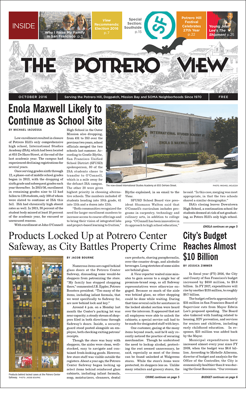 Page 1 of Potrero View October 2016 issue