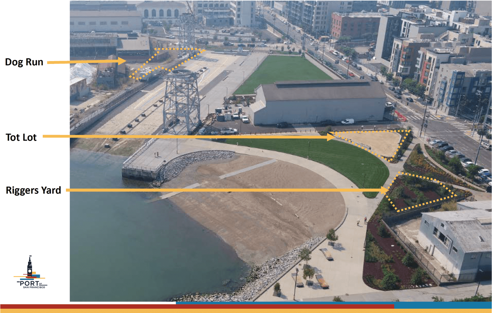 Crane Cove Park: feature locations. Image: Courtesy of Port of San Francisco