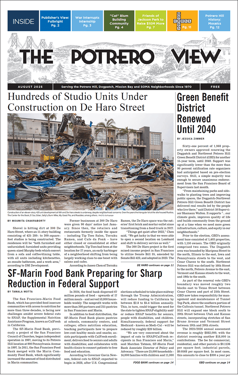 Image: cover of Potrero View, August 2025 issue