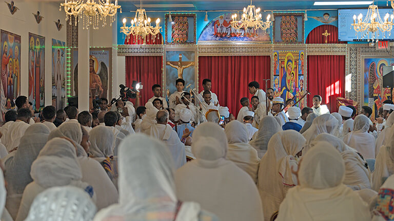 St. Michael’s congregation at services. Photo: Thomas Hunter II